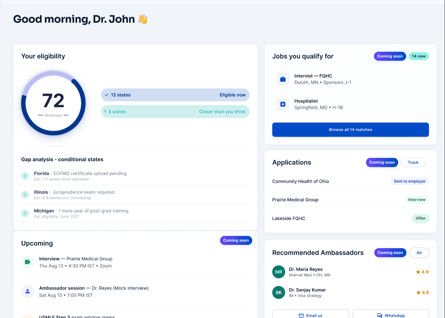 A preview of the State Eligibility dashboard