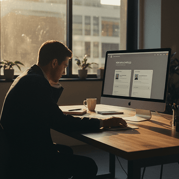 Recruiter reviewing candidates on a desktop computer