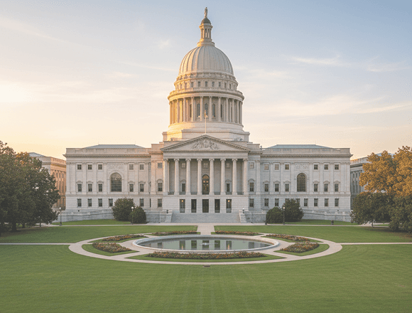 State capitol building at sunrise